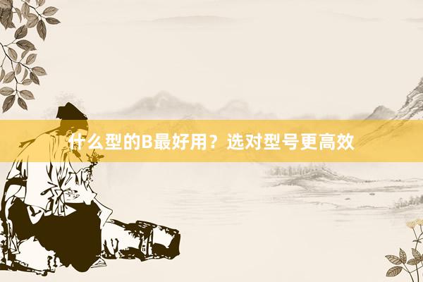 什么型的B最好用？选对型号更高效